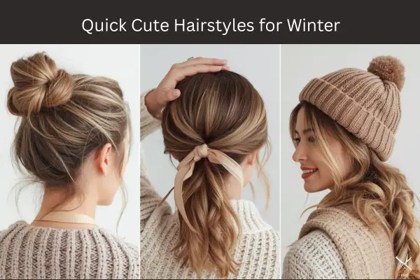 Quick Cute Hairstyles for Winter Quick Twisted BunFast Pony with RibbonLoose Braid and Beanie Combo