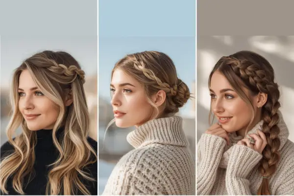 Twisted Half Up Half Down, Low Bun, Simple Side Braids