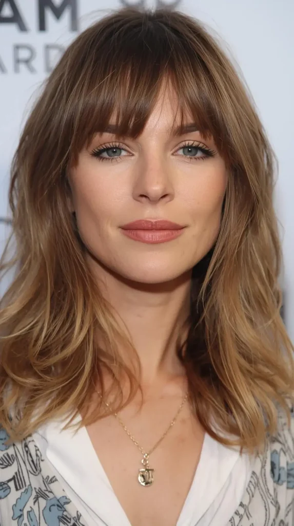 Butterfly haircut medium hair curtain bangs