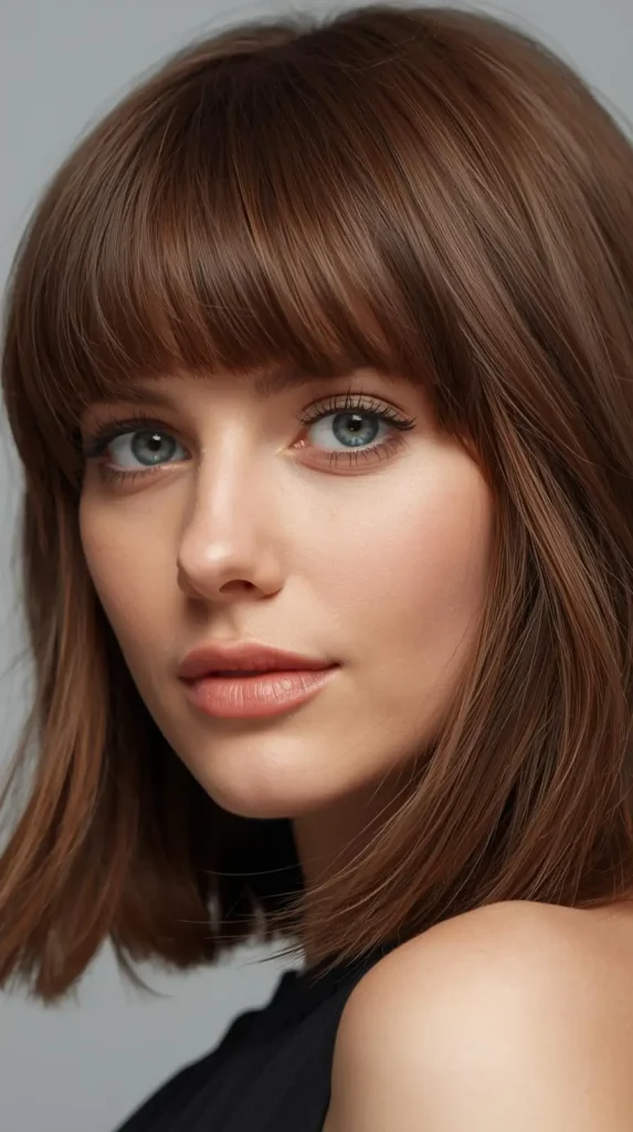 classic bang butterfly haircut medium hair with bangs