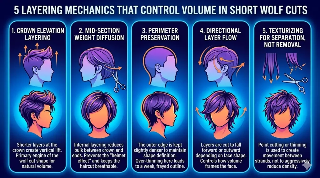 5 Layering Mechanics That Control Volume in Short Wolf Cuts