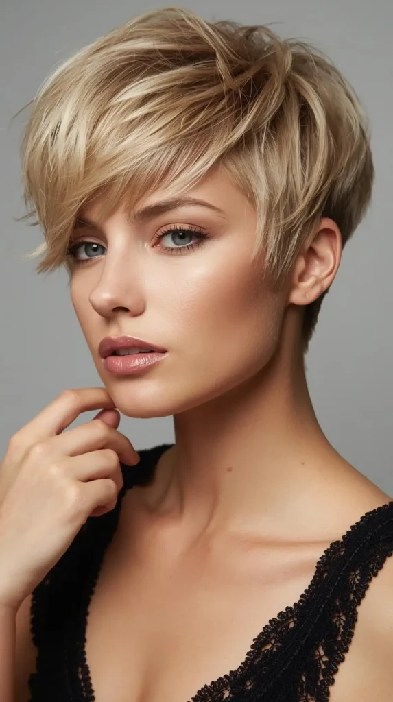 Blonde Short Wolf Cut with Dimension Contrast