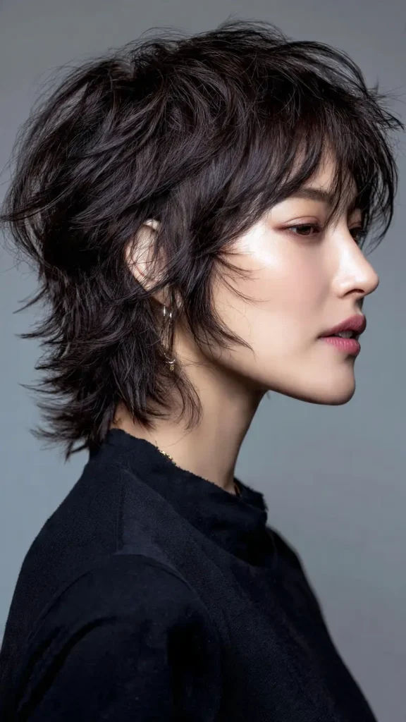 Korean Wolf Cut Short Hair with Soft Feathering