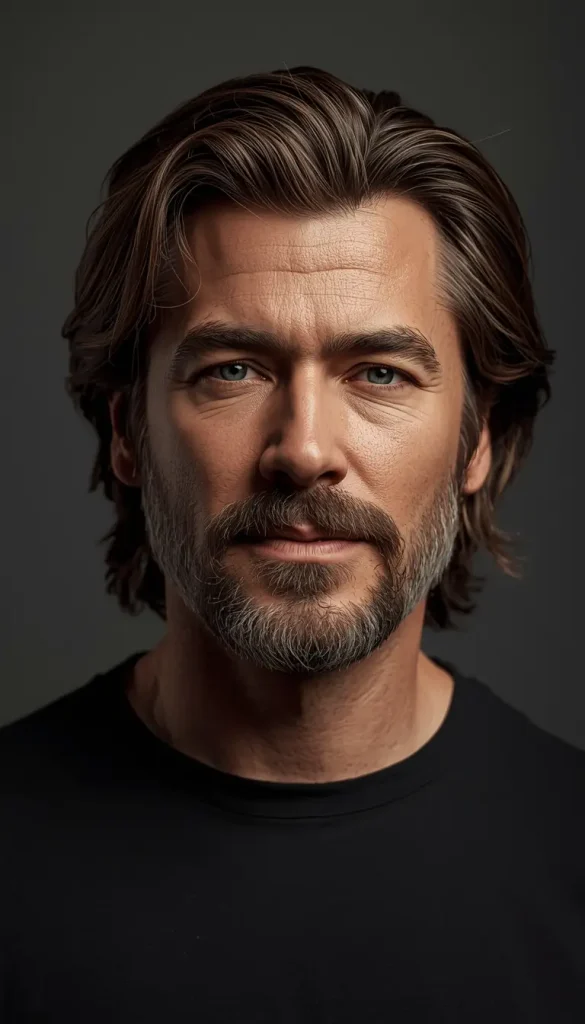 Layered Long Hair with Tapered Beard