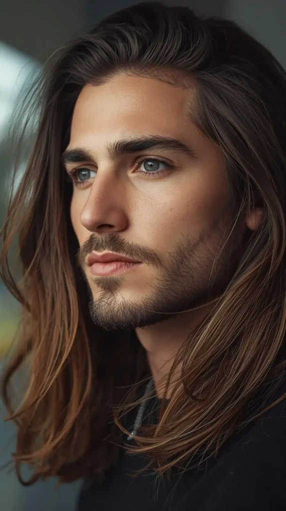 Long Flow Hair with Beard Fade