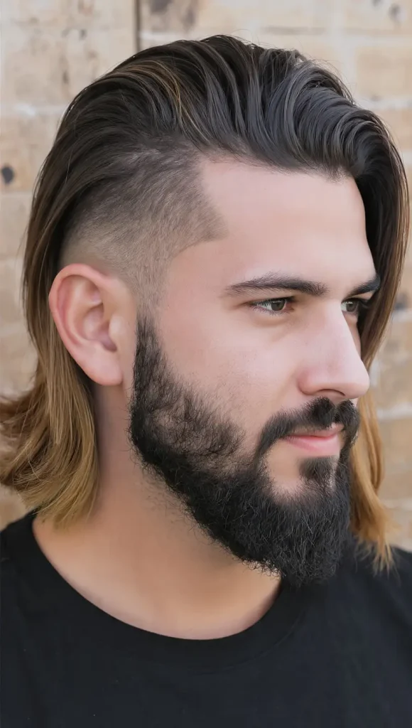 Long Hair Undercut with Beard