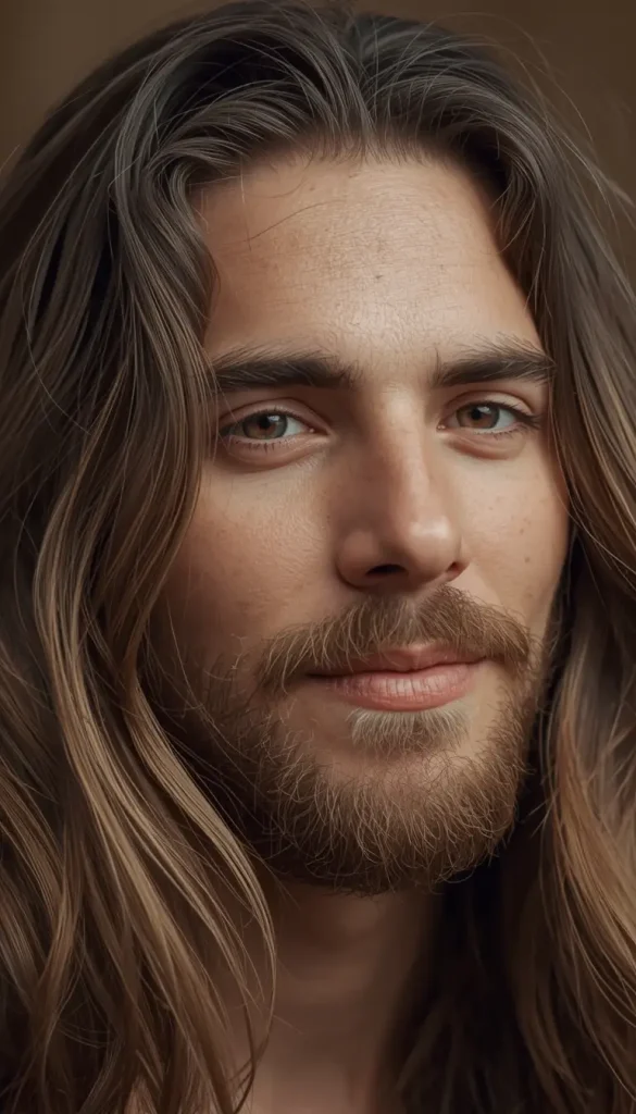 Long Textured Hair with Short Beard