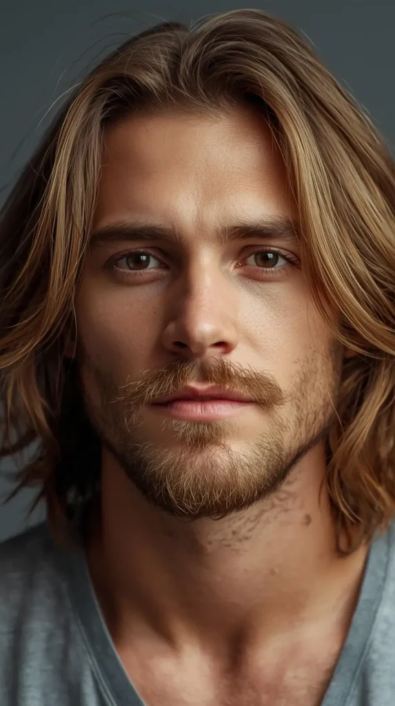 Loose Shoulder Length Hair with Beard