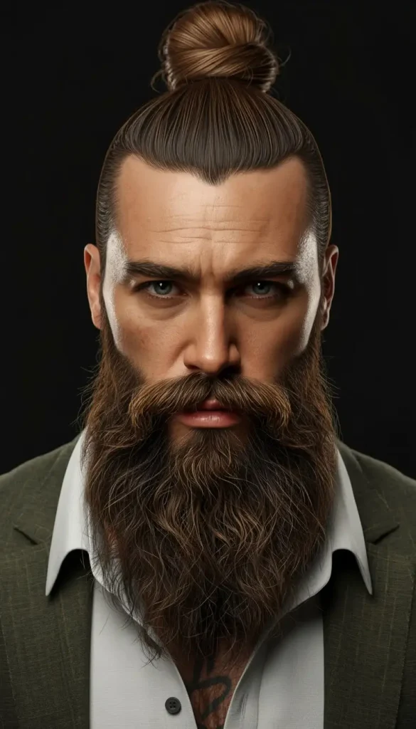 Man Bun with Full Beard