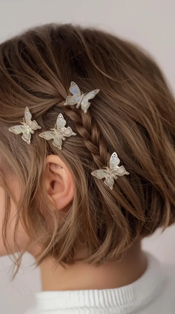 Short Hair with Side Butterfly Clips