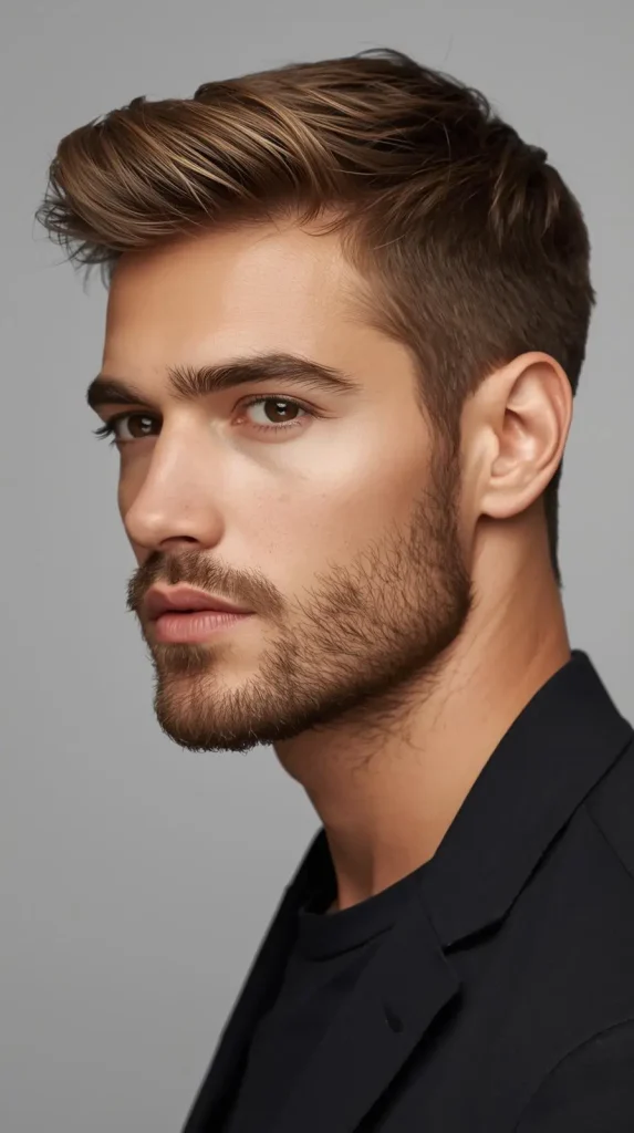 Short Layered Hair with Beard
