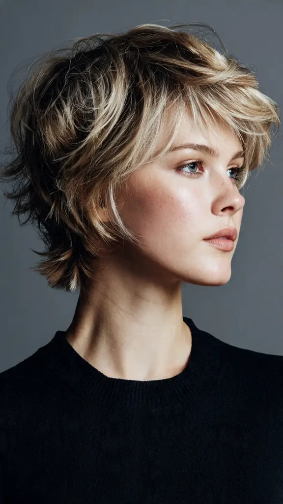 Short Wolf Cut for Thick Hair with Debulking Layers