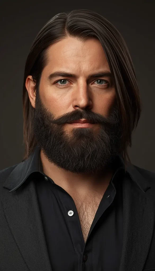 Shoulder Length Hair with Thick Beard