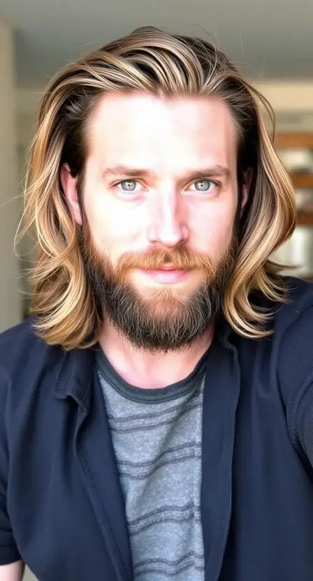 Surfer Long Hair with Medium Beard