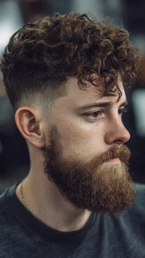 Curly Hair with Tapered Beard