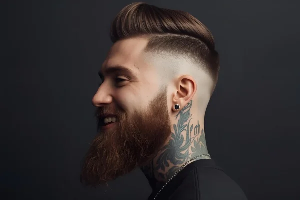Man having high taper fade haircut