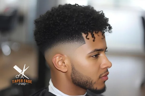 Young boy lower taper curly hair