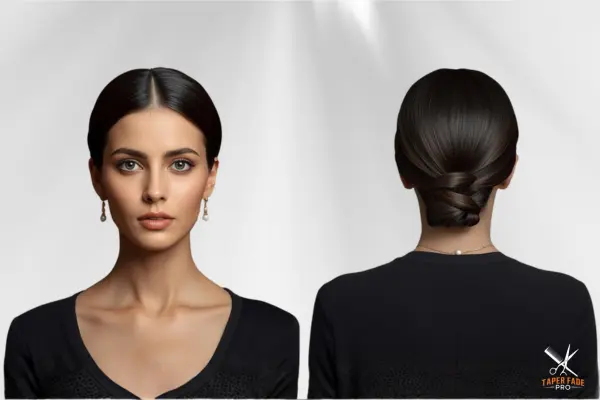 Low Sleek Bun for Short Straight Hair style