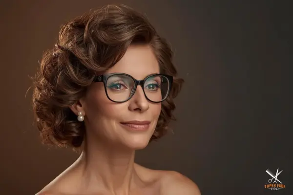 Side-Part Curly Crop (Over 50 with Glasses)