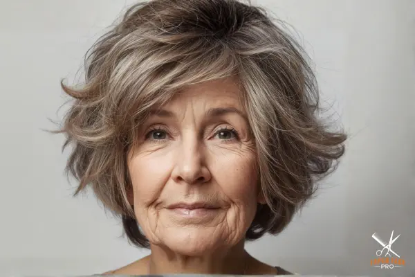 Textured Shag hairstyle for 60 year old women