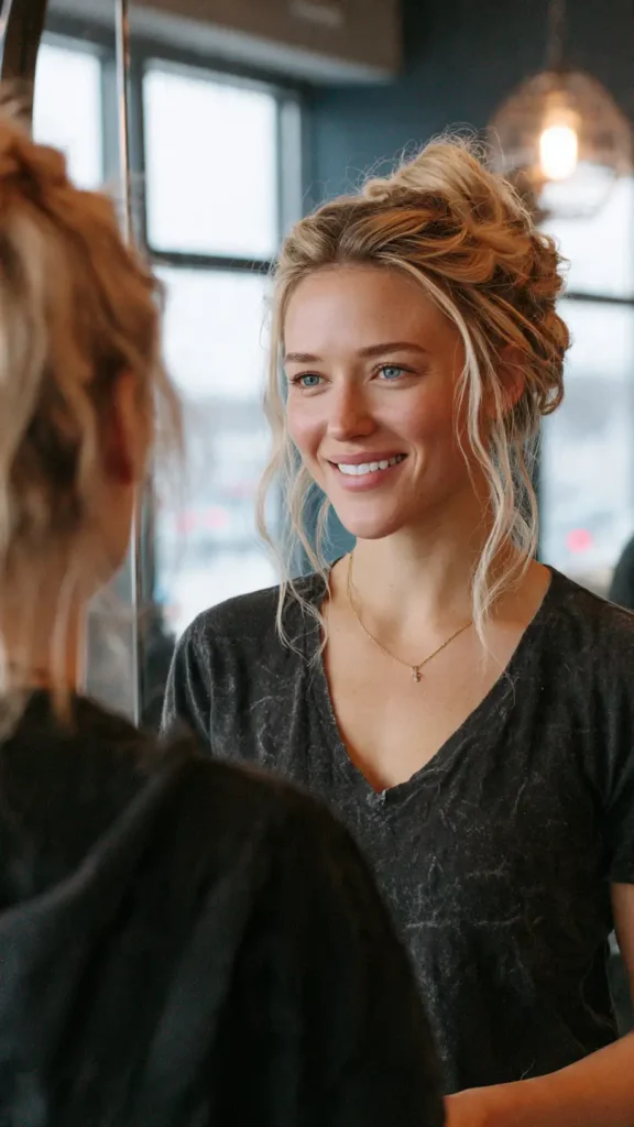 A Real Salon Moment messy bun for short ish hair