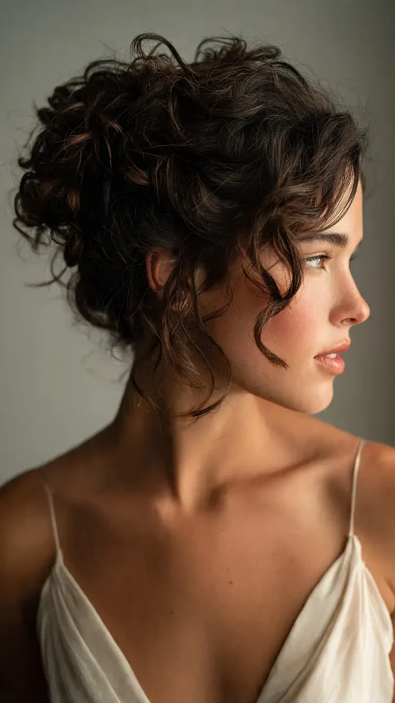 Messy Short Hair Curly Bun