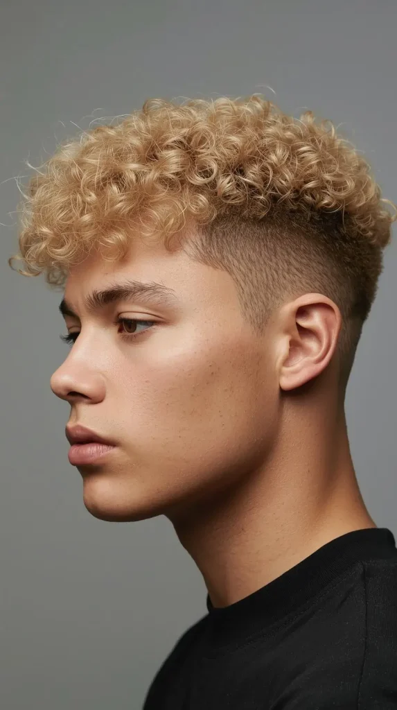 Curly Hair Taper Fade Blonde or Dyed