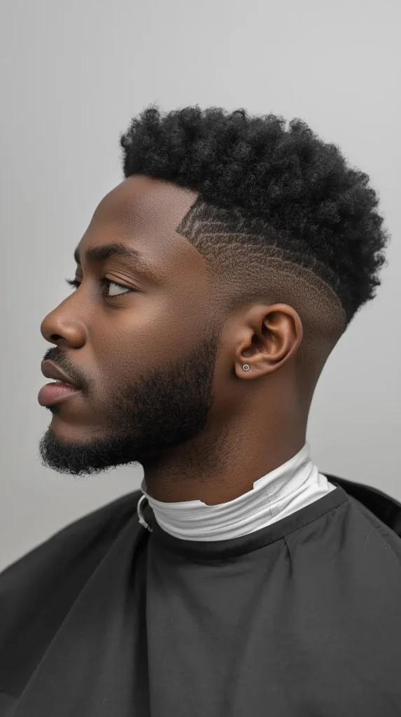 Curly Hair Taper Fade for Black Men