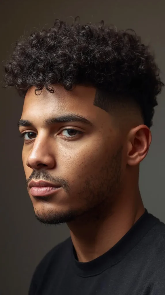 Curly Hair Taper Fade for Oval Face