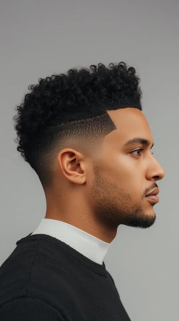 Curly Hair Taper Fade for Round Face