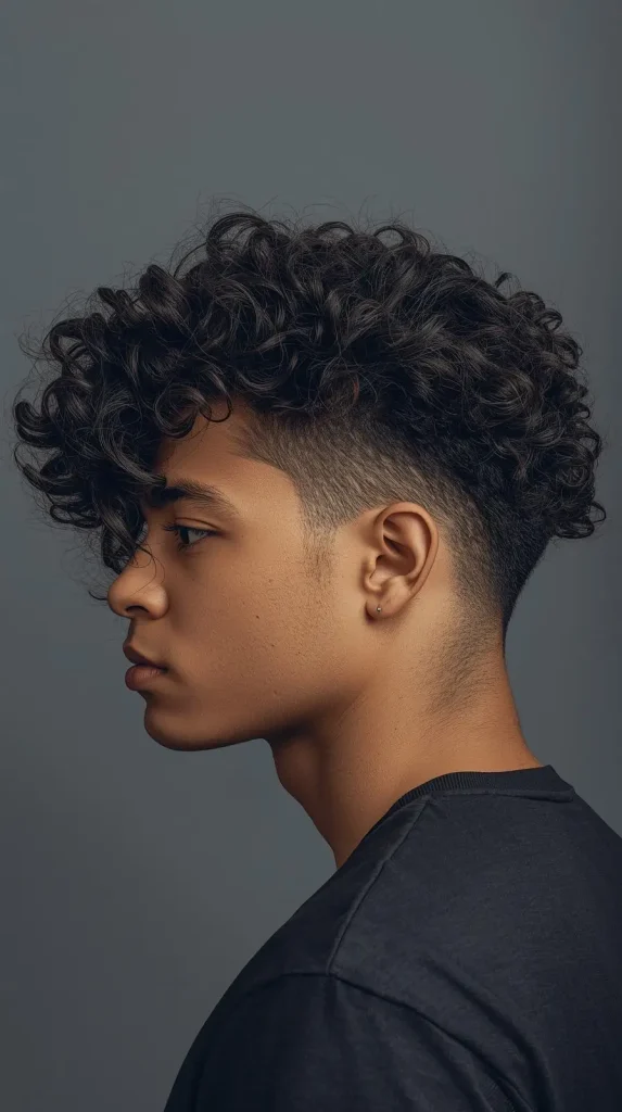 Long Curly Hair Low Taper Fade