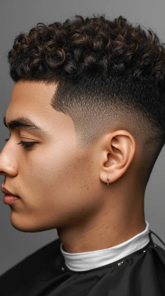 Short Curly Hair Low Taper Fade
