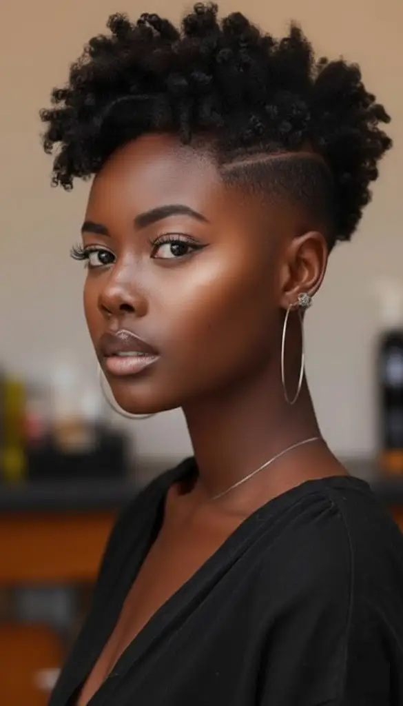 Pin Curls on Short Hair for Black Women with Undercut