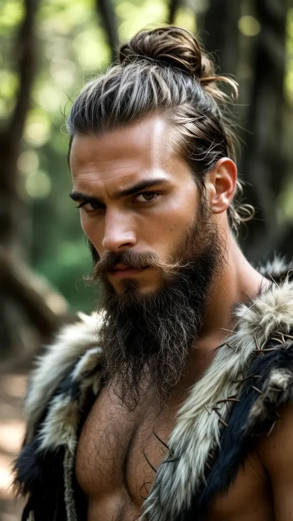Viking Beard with Man Bun