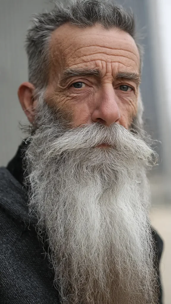 60 year old mand Long Tapered Gray Beard