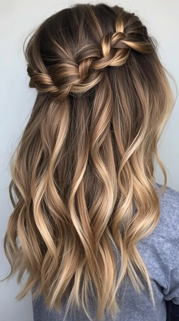 Boho Textured Half Up Medium Hair