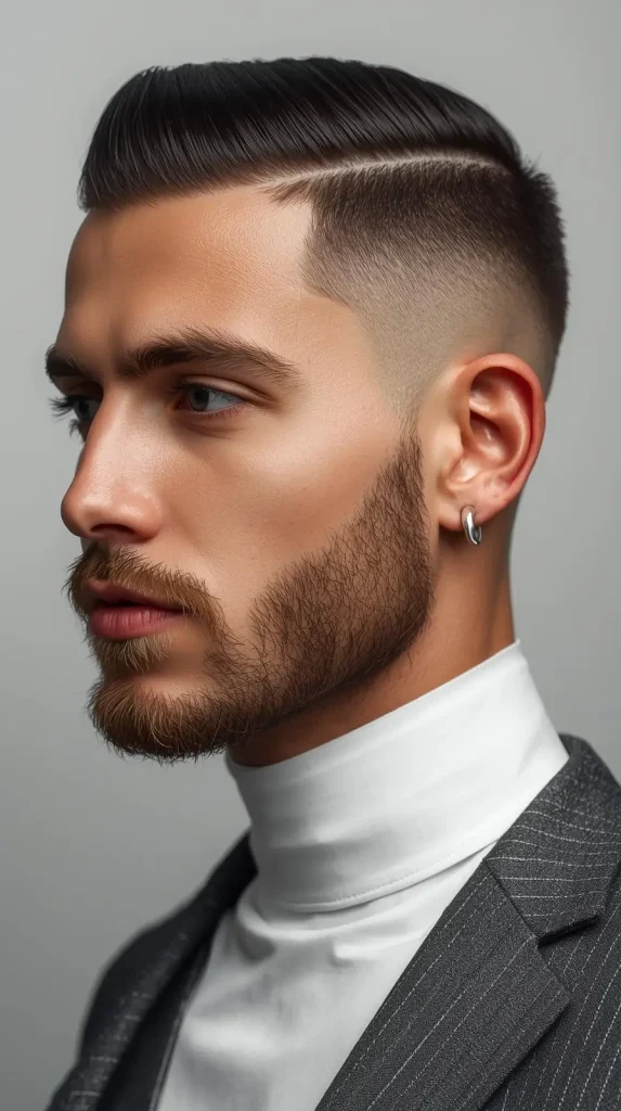 Faded Beard with Hard Part