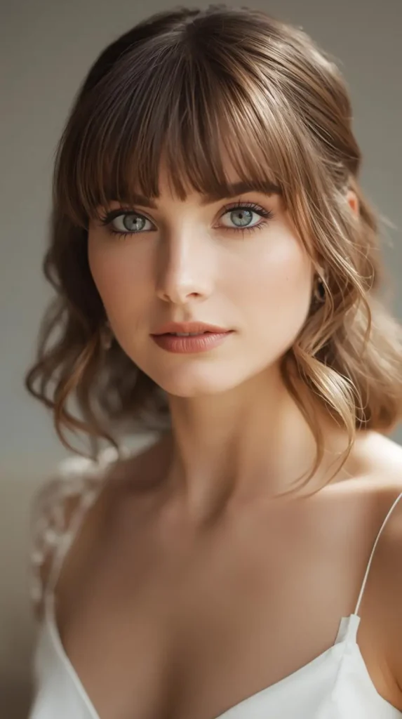 Medium Hair with Bangs Bridal Look