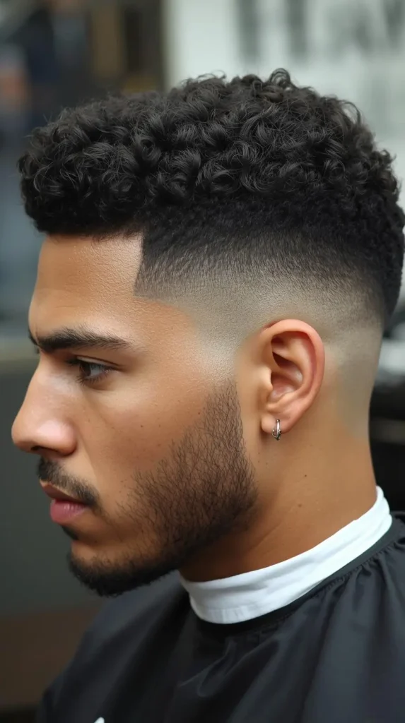 Short Curly Taper Fade