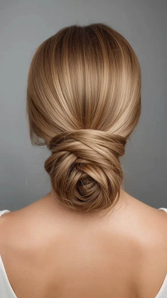 Sleek Middle Part Bridal Medium Hair
