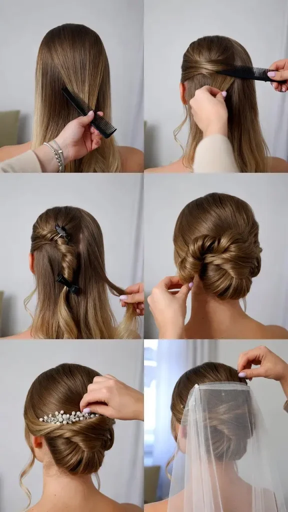 Step by Step Veil Ready Hairstyle