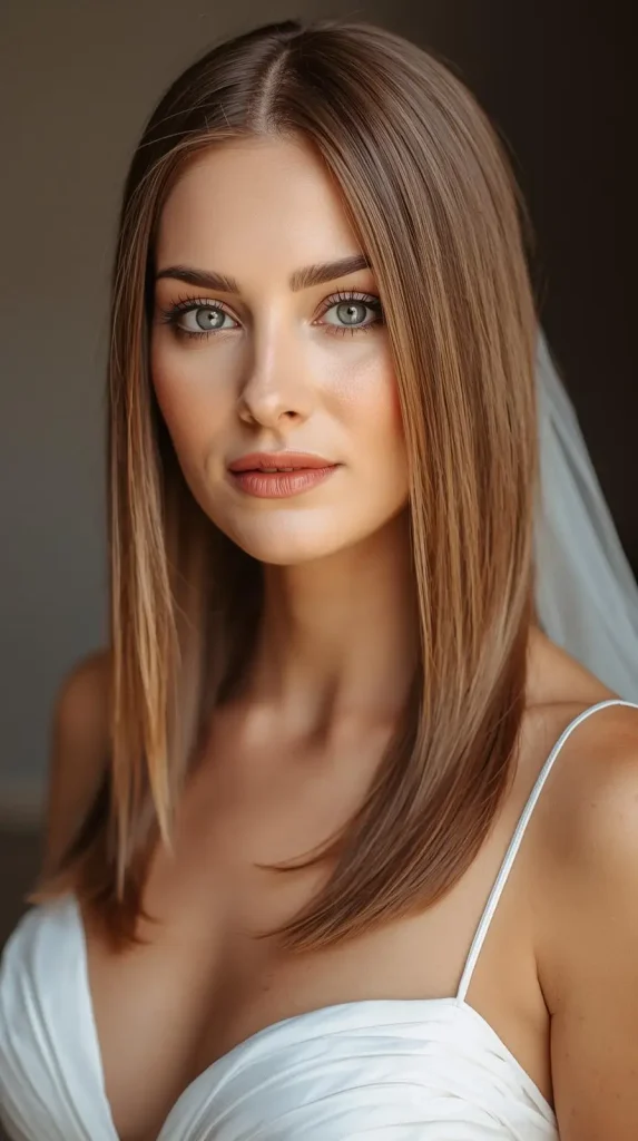 Straight Medium Hair Wedding Looks