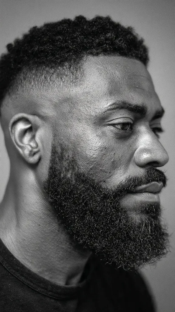 black man Beard with Drop Fade