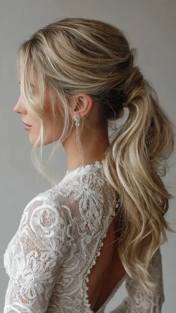 Simple Bridal Ponytail Medium Hair